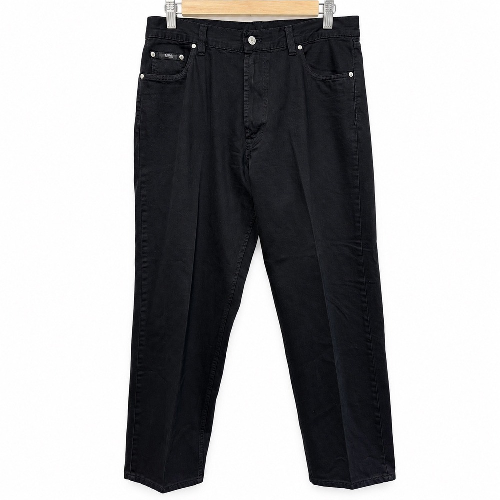 Hugo Boss Alabama Black Jeans Mens 36x33 Made in Italy Straight Leg Cotton